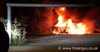 Firefighters tackle car blaze in early hours