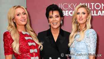 Paris Hilton shows off her legs in red mini dress as she joins Kris Jenner at the launch of sister Nicky Hilton's holiday collection in LA