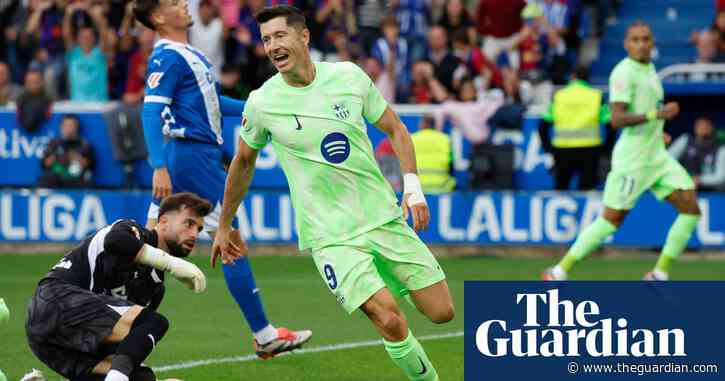 European football: Robert Lewandowski hits hat-trick as Barcelona cruise