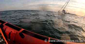 Yacht with no steering off Northumberland coast is rescued by RNLI lifeboats and towed back to shore