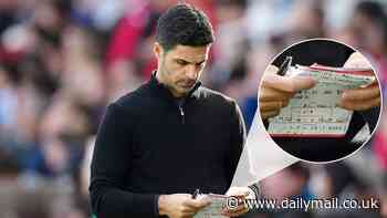 Revealed: What was written on Mikel Arteta's 'dark arts' notepad after Arsenal boss was spotted checking over tactics during Southampton win