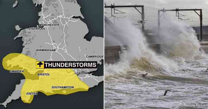 Map shows where in the UK could be hit by thunderstorms today