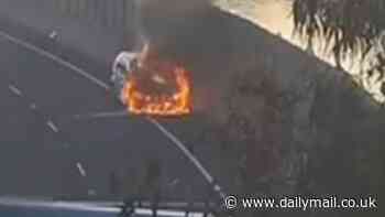 Commuter chaos in Melbourne as car bursts into flames on Monash Freeway