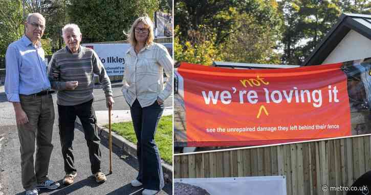 Woman puts up banner next to McDonald’s saying ‘I’m not loving it’ after row