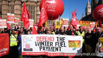 Robber Reeves! Angry pensioners protest outside Parliament outside Westminster demand Labour reverse decision to strip 10 million OAPs of winter fuel payment