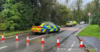 Road closed after crash involving car and lorry