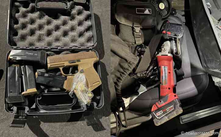 Pair arrested at a Tustin storage facility had a gun, drugs and fraudulent production materials