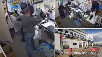 Terrifying moment brave shop worker stops gun-toting robber raiding till to pay off £1,000 crack cocaine debt