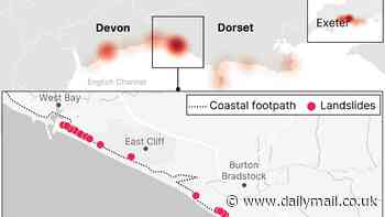 Experts warn Jurassic Coast is eroding at alarming pace - as map plots ALL the landslides that have occurred in the last decade