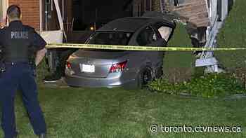 Stolen vehicle crashes into two homes in North York, police say