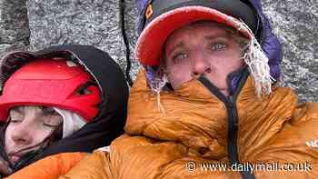 Dramatic new video shows shivering climbers stuck on an icy ledge at 21,000ft - here's how they survived