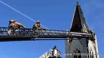 Md. firefighters battle church steeple fire