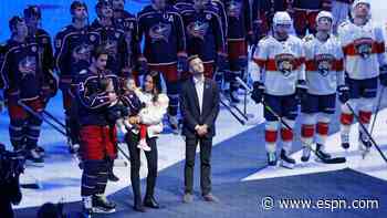 Jackets raise Gaudreau banner on 'emotional night'