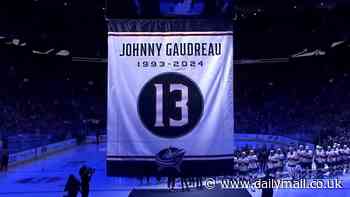 Columbus Blue Jackets pay emotional tribute to late Johnny Gaudreau with his widow and daughter out on the ice