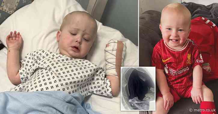 Toddler left covered in blood after washing machine exploded in his face