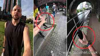 Amazing moment parkour runner 'steals' six phones worth £4,500 in just 40 seconds to show how easy it is for thieves to grab your mobile