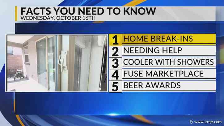 KRQE Newsfeed: Home break-ins, Warehouse fire, Cooler with showers, Fuse Makerspace, Beer awards