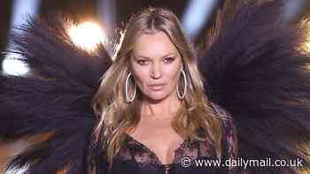 Kate Moss, 50, makes surprise Victoria's Secret Fashion show debut in lacy black lingerie as she makes unexpected return to the runway