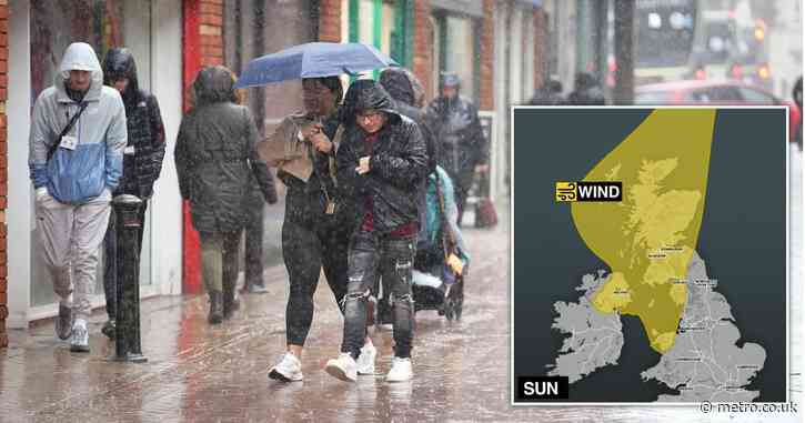 Map shows where parts of UK will be hit by 80mph ‘danger to life winds’ this weekend