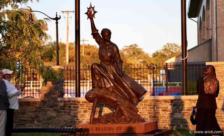 13-foot Harriet Tubman monument on display in Niagara Falls at Underground Railroad Heritage Center