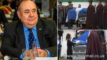 Salmond's coffin draped in Saltire as his body is flown home to Scotland