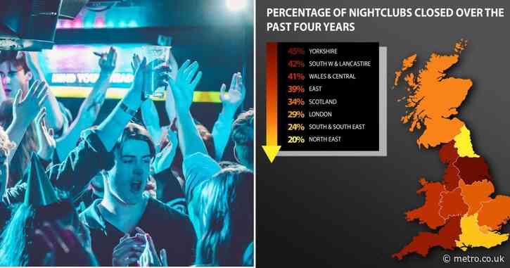 Map shows UK areas hit hardest by nightclub closures