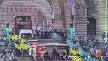 Met Police makes arrests after pro-Palestine protesters block Tower Bridge - as another group stands in the road in Whitehall