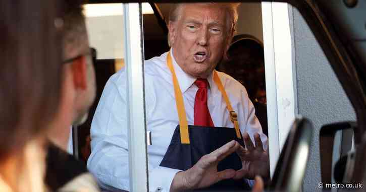 Donald Trump works at McDonald’s drive-through to troll Kamala Harris