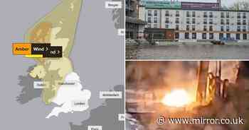 Storm Ashley: Terrifying videos show scale of mega 80mph wind as fire sparked in storm's wrath