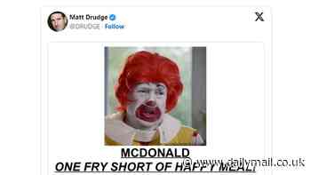 Trump gets the meme treatment and Drudge turns him into Ronald Mc-Donald over his drive-thru stunt