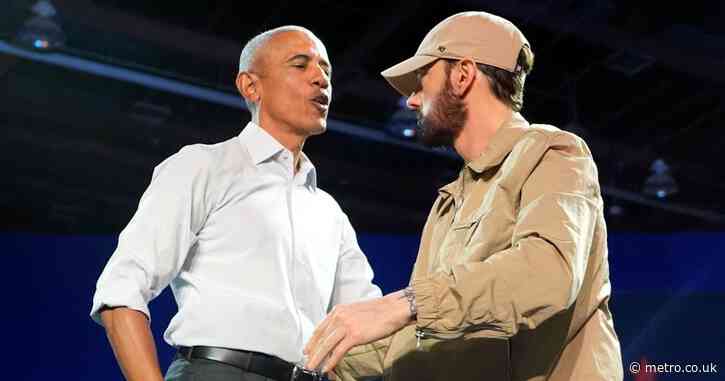 Barack Obama joins Eminem on stage and raps along to his 00s hit