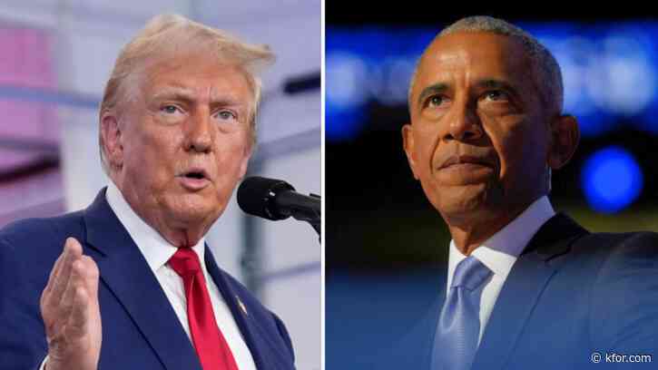 Trump slams 'jerk' Obama as former president campaigns for Harris