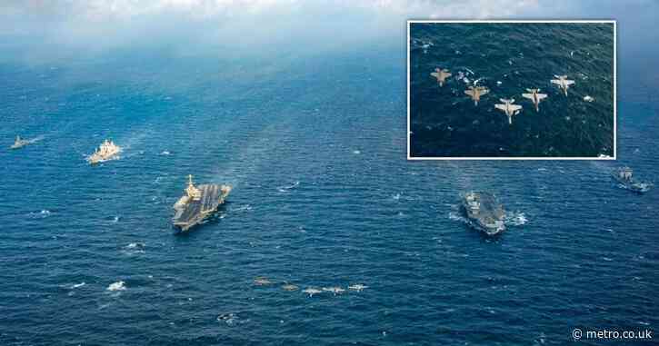 Britain’s biggest warship joins US vessel for huge wargames off UK coast