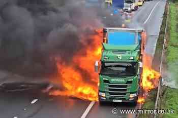 M5 traffic: Drivers leave cars as huge lorry fire closes motorway and causes travel chaos