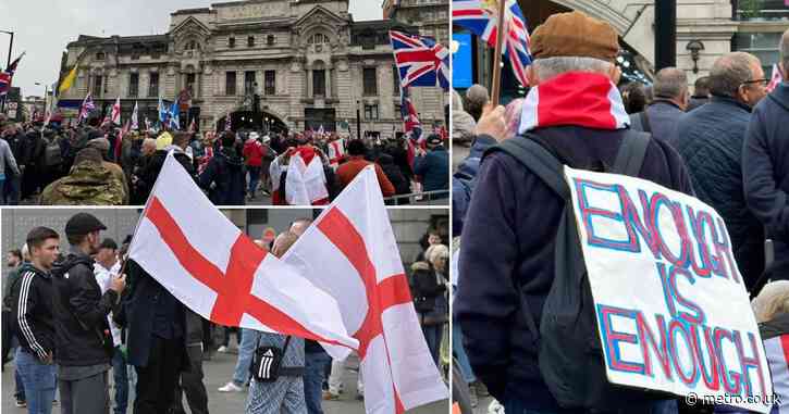 Laurence Fox bails on Tommy Robinson march with hundreds gathering in London