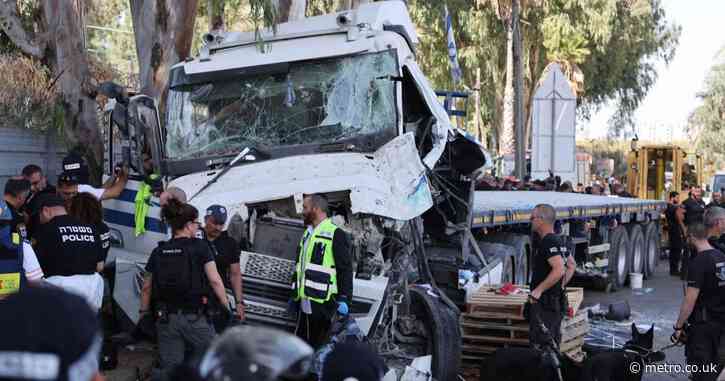 Dozens of people left injured after truck rams into bus stop in Tel Aviv