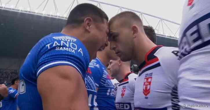 England rugby star butts heads with rival during Samoa’s ‘feisty’ Siva Tau dance