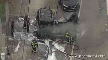 Person killed, another ejected from car in fiery crash near Edison Middle School in Miami