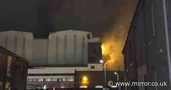 BREAKING: BAE Systems fire Barrow: Flames fill night sky as blaze breaks out at nuclear submarine shipyard