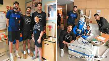 Dallas Mavericks players bring Halloween treats and gifts to pediatric patients at North Texas hospital