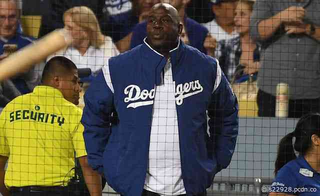 Magic Johnson Celebrates Dodgers Winning World Series