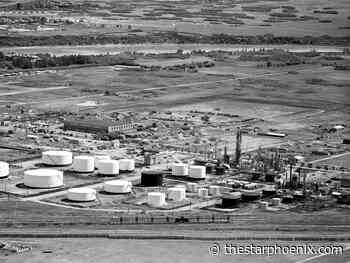 Aerial view of Saskatoon's 11th Street and Exhibition areas in 1956