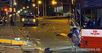 Toronto bus crash: 6 people hurt, 3 seriously, after collision with pick-up truck