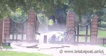 Footage as drink driver crashed into gates of Prime Minister's country estate