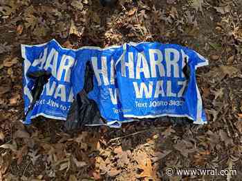 Witnesses report seeing man tearing out Harris-Walz political signs at Raleigh early voting site