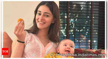 Ananya poses with Alanna's baby River on Diwali