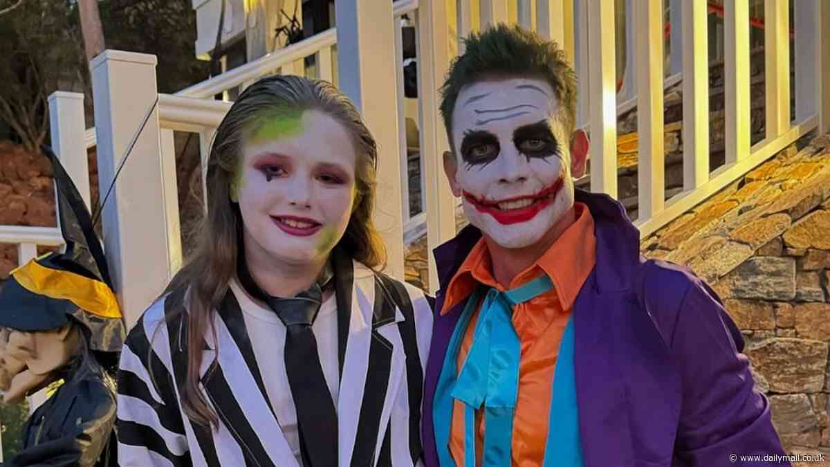 Ben Cousins channels Heath Ledger's iconic Joker character as he dons the costume for a family Halloween