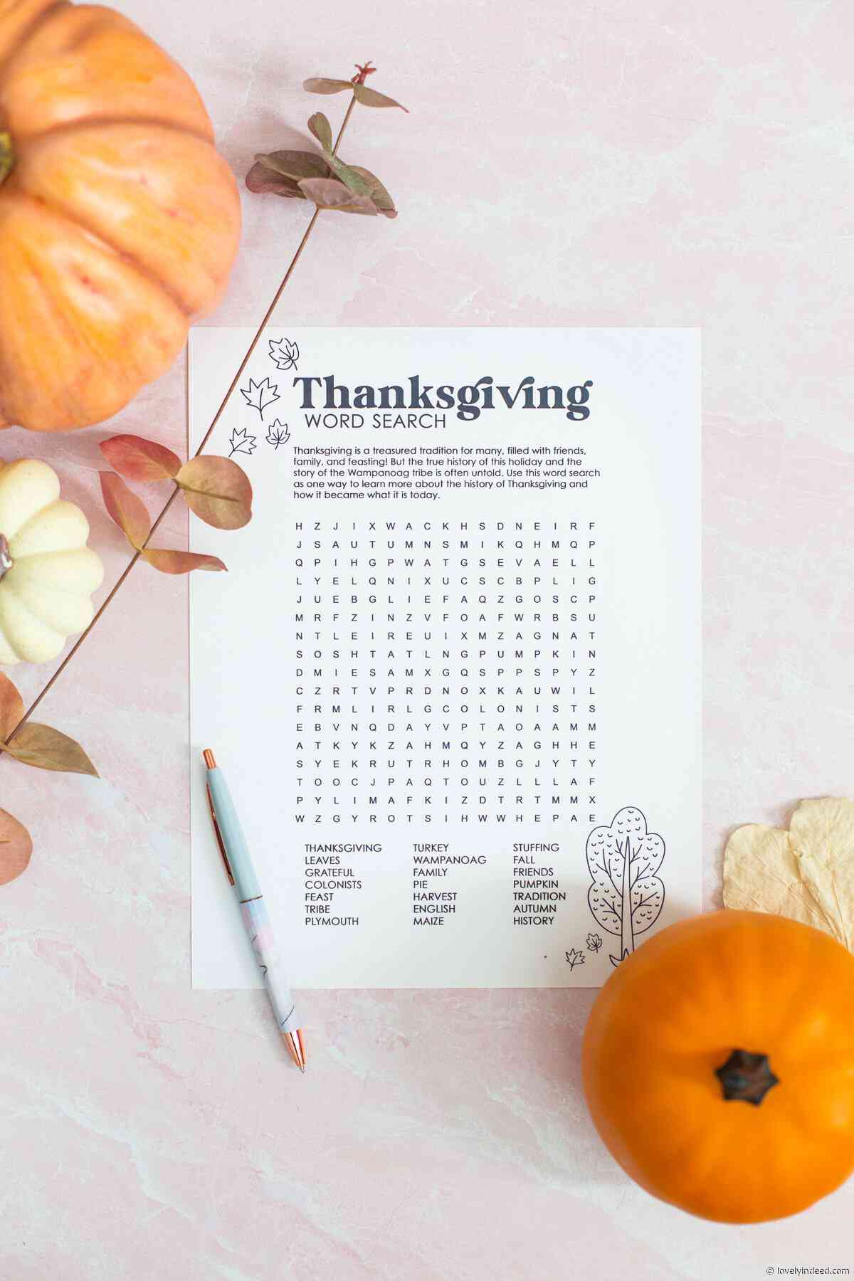 Free Printable Thanksgiving Word Search