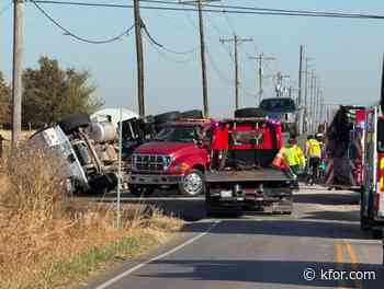 Emergency crews respond to accident involving cement truck