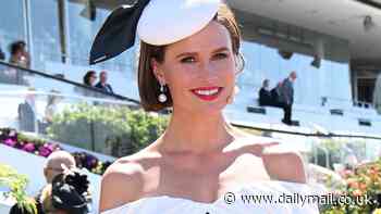 Nine star Francesca Cumani steals the show in stunning black and white gown as she leads celebrity arrivals to Derby Day during Melbourne Cup Carnival at Flemington Racecourse